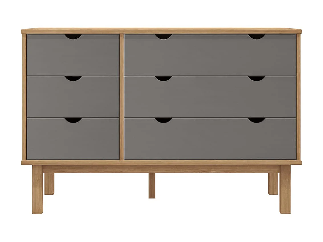 Cómoda OTTA madera maciza pino marrón y gris 111x43x73,5 cm ES61070