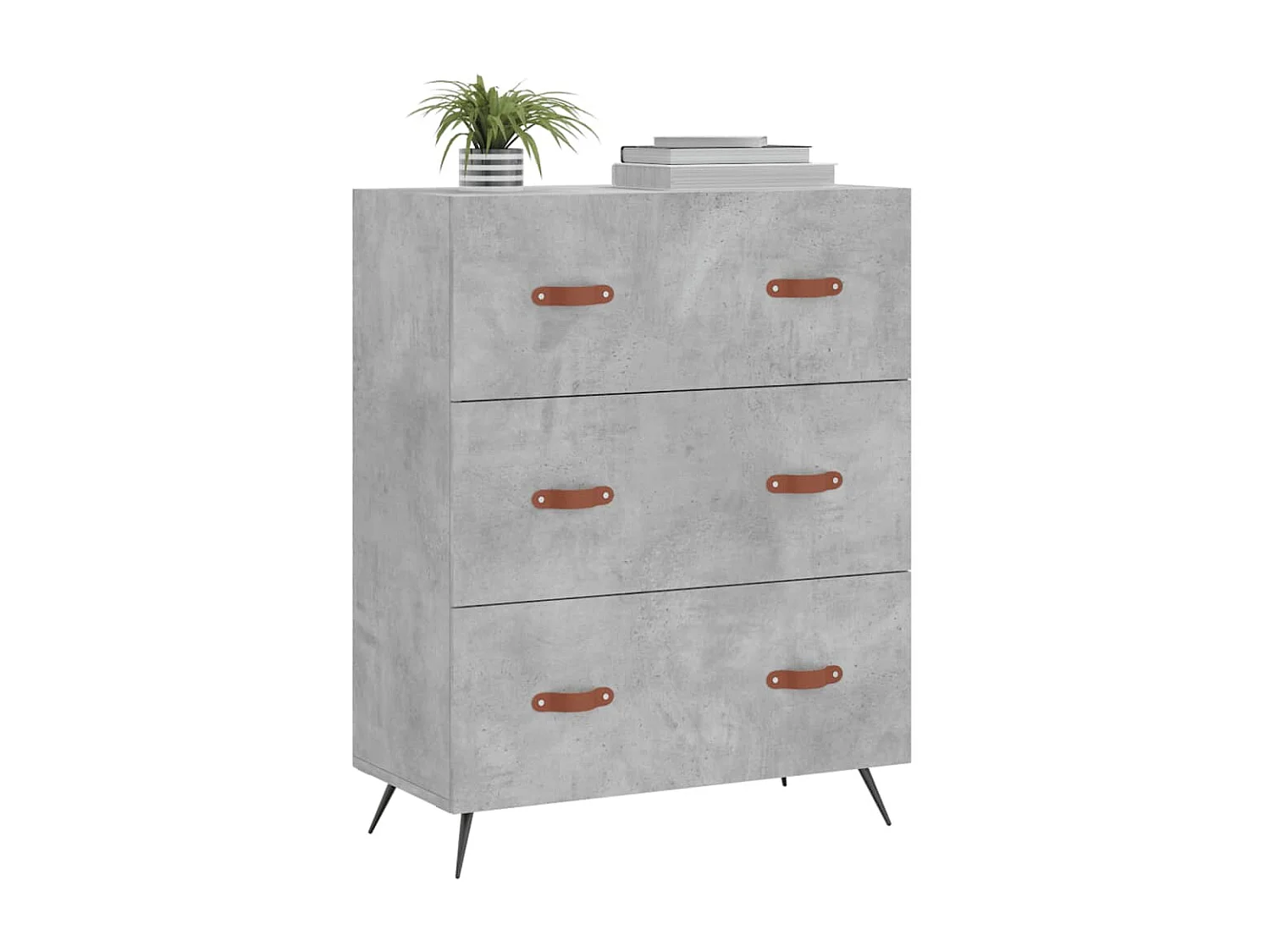 Commode basse gris béton 69,5 x 34 x 90 cm bois d'ingénierie SBC5756