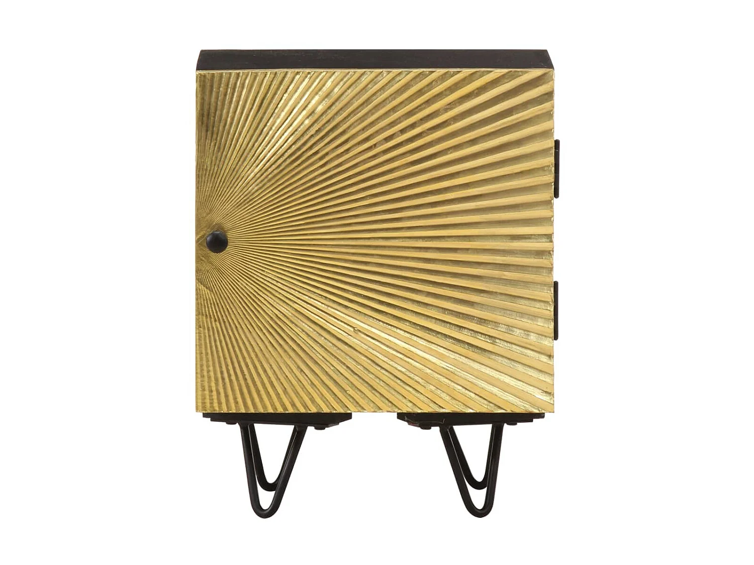 Nachtkastje met messing voorkant 40x30x50 cm massief mangohout NL68317