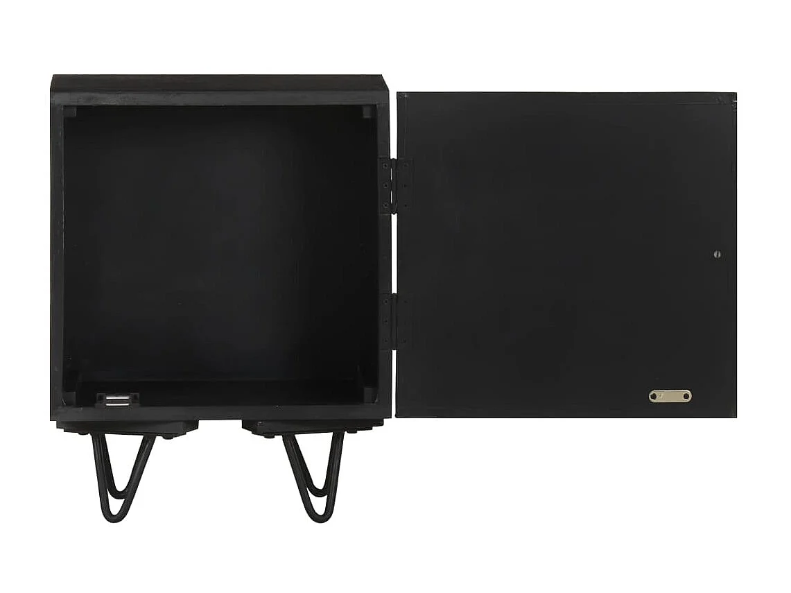 Nachtkastje met messing voorkant 40x30x50 cm massief mangohout NL68317