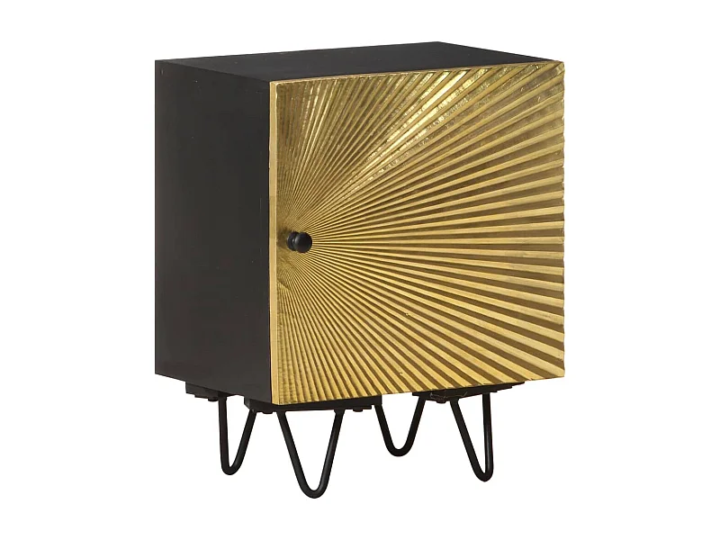 Table de chevet avec front en laiton 40x30x50cm Manguier massif KEFWE76324