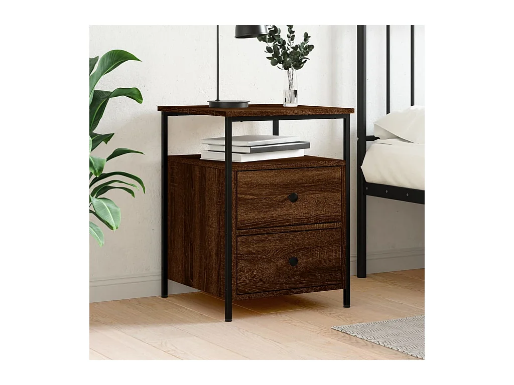 Table de chevet chêne marron 44x45x60 cm bois d'ingénierie QPD97949