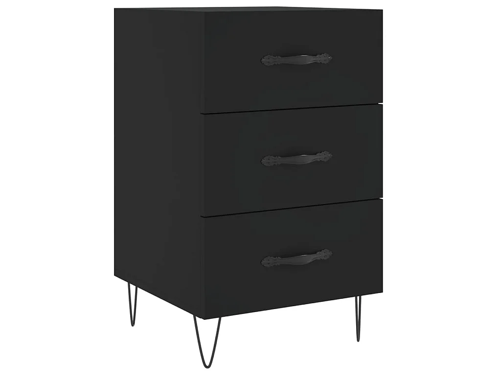 Table de chevet noir 40x40x66 cm bois d'ingénierie QPD77331