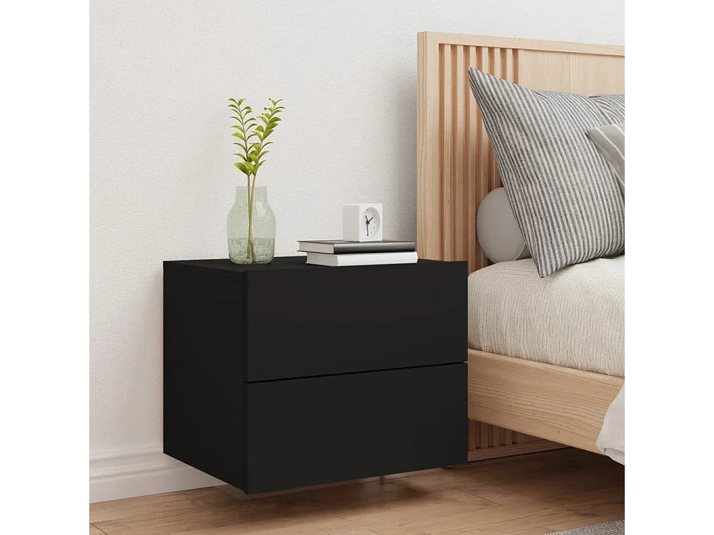 Table de chevet murale avec lumières LED noir KEFWE80409