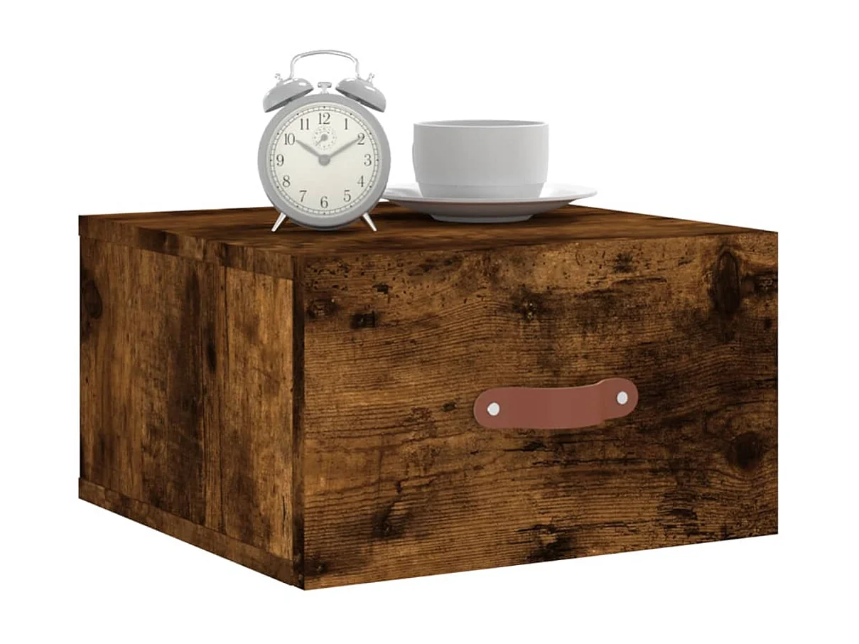 Nachtkastje wandgemonteerd 35x35x20 cm gerookt eikenkleurig NL53348