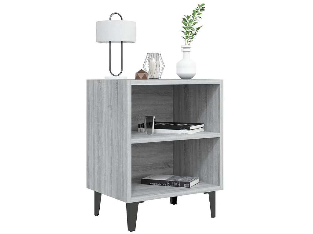 Table de chevet avec pieds en métal Sonoma gris 40x30x50 cm KEFWE10829