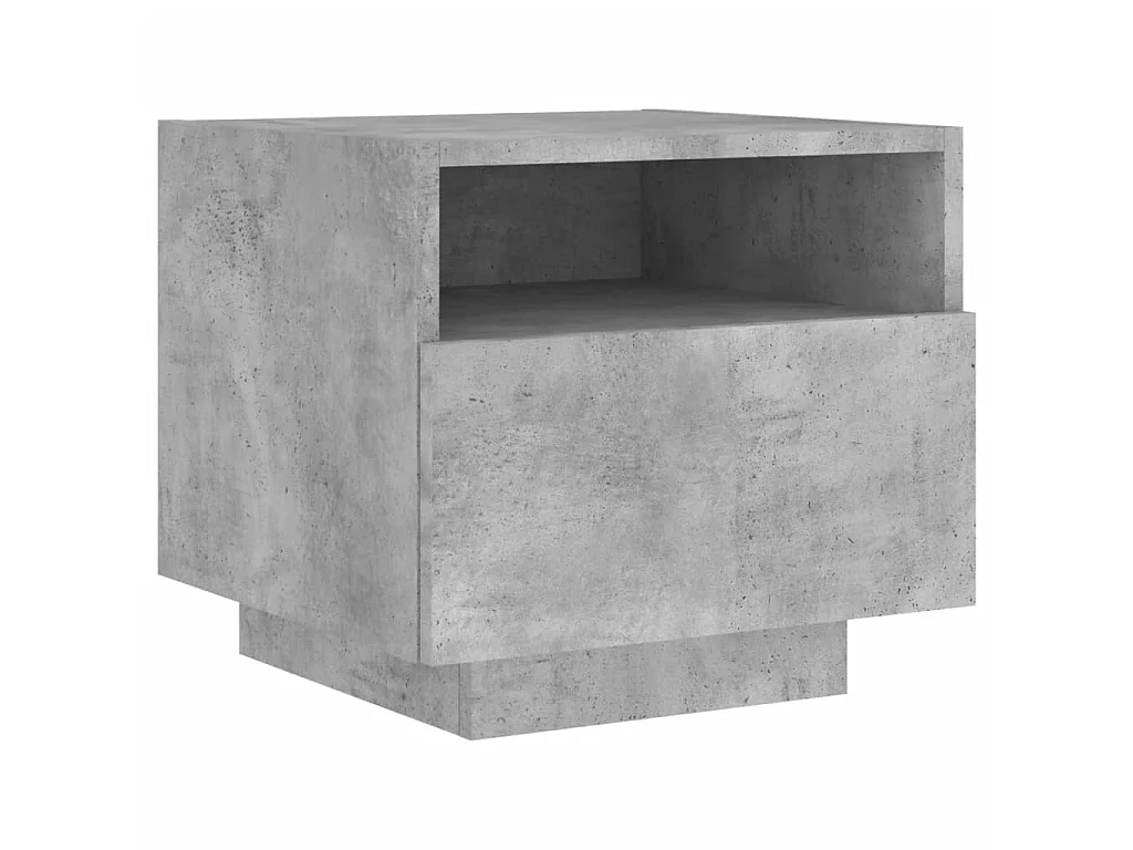 Table de chevet avec lumières LED gris béton 40x39x37 cm KEFWE22972