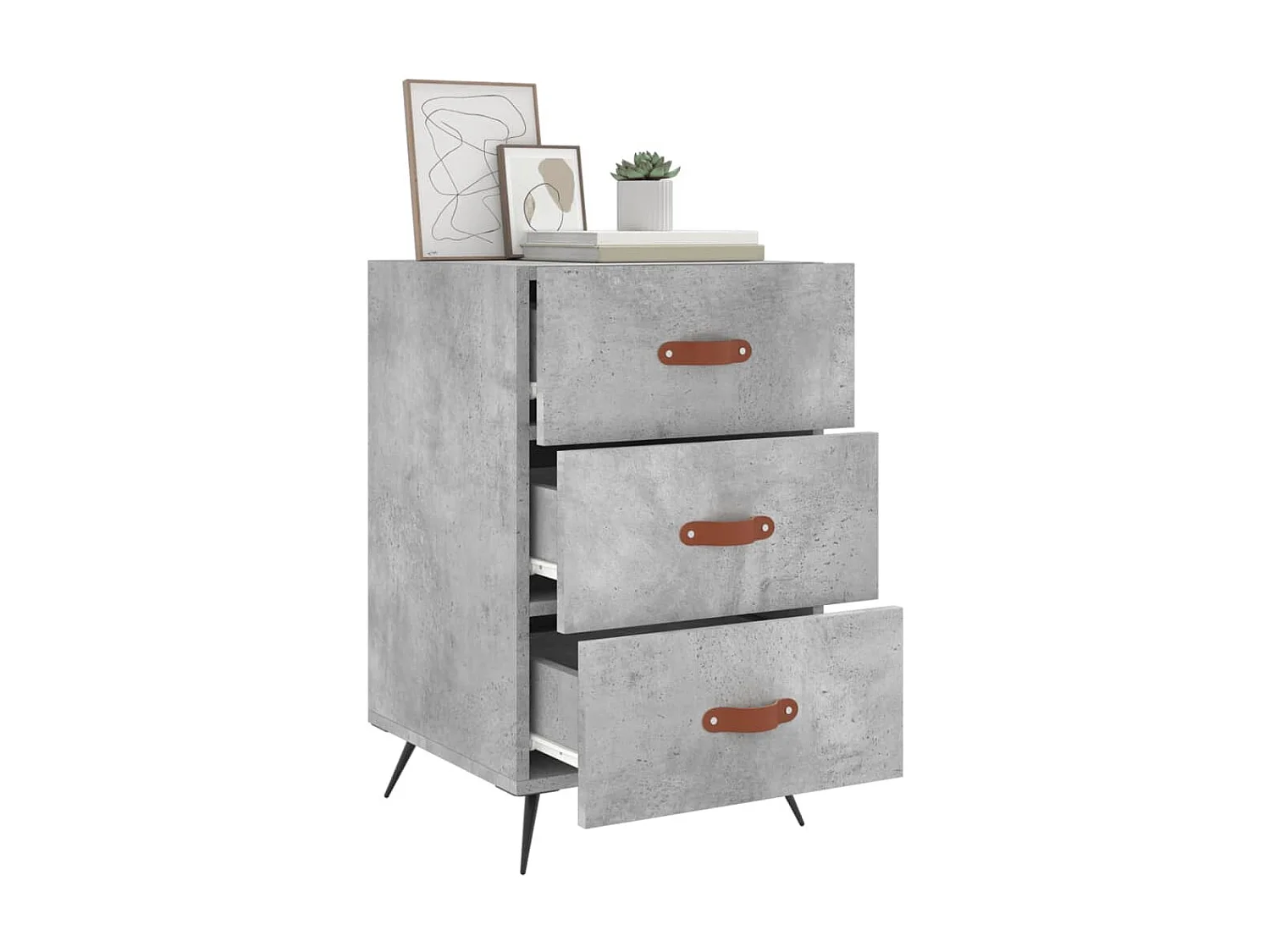 Table de chevet gris béton 40x40x66 cm bois d'ingénierie QPD55065