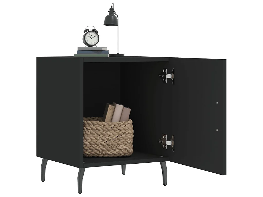 Mesita de noche madera de ingeniería negro 40x40x50 cm ES34235