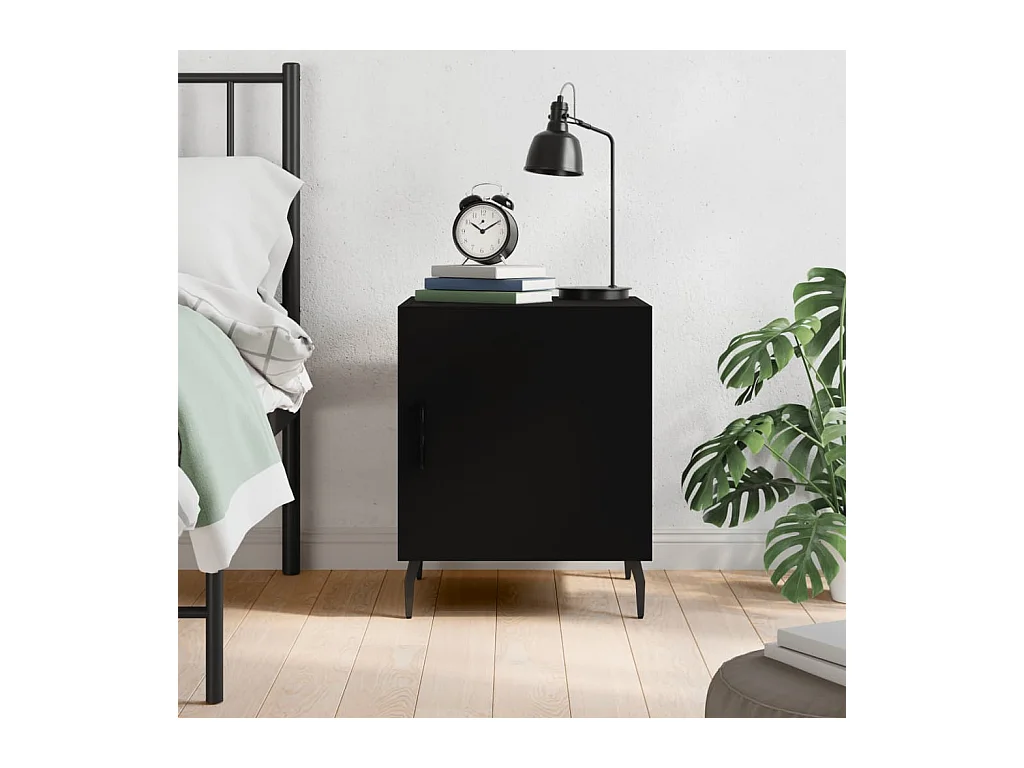 Table de chevet noir 40x40x50 cm bois d'ingénierie QPD93647