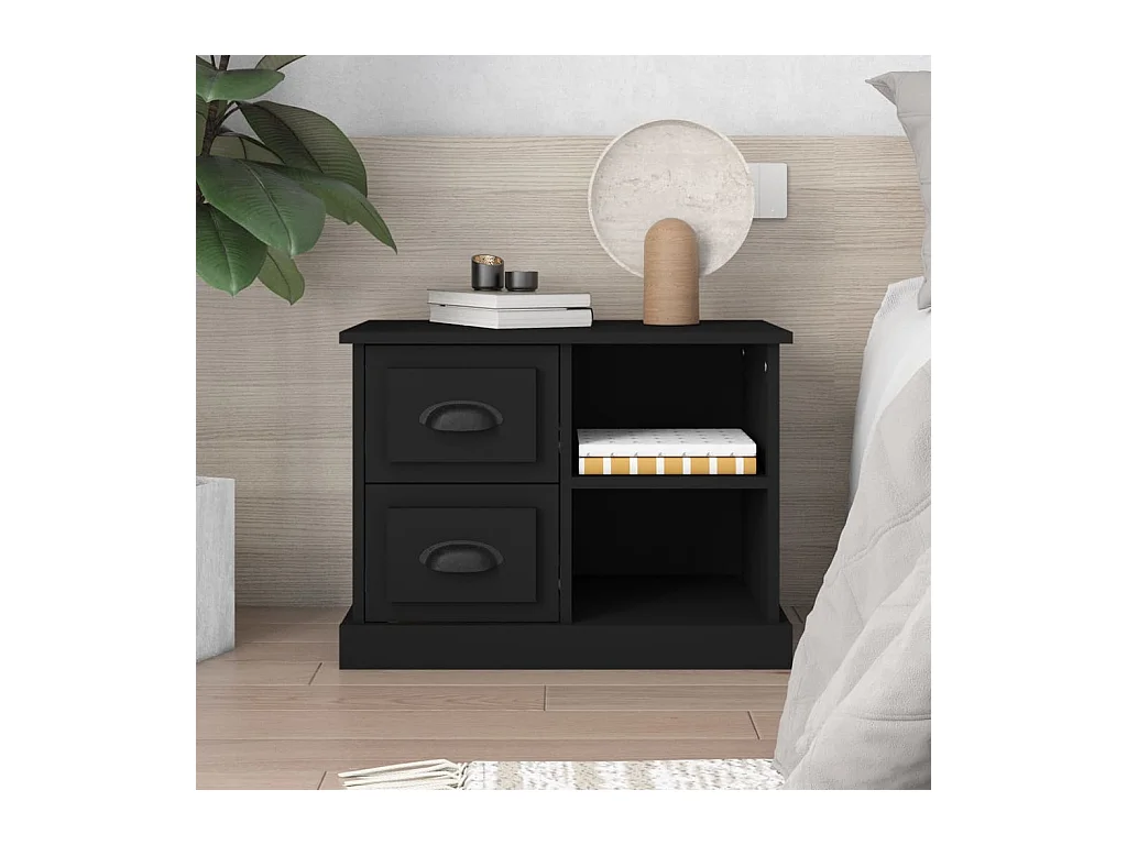 Table de chevet noir 60x35,5x45 cm KEFWE48171