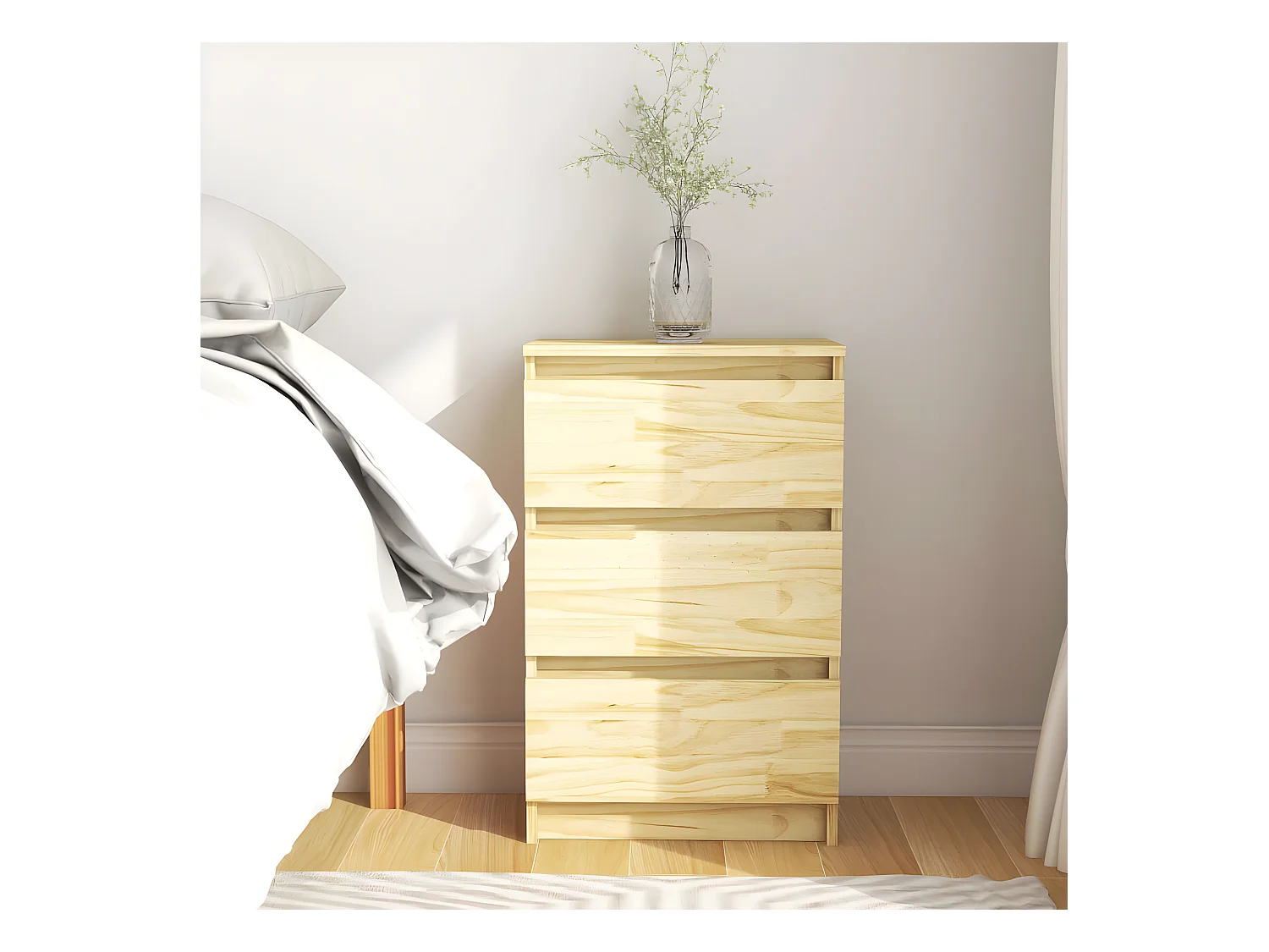 Table de chevet 40x29,5x64 cm Bois de pin solide KEFWE33603