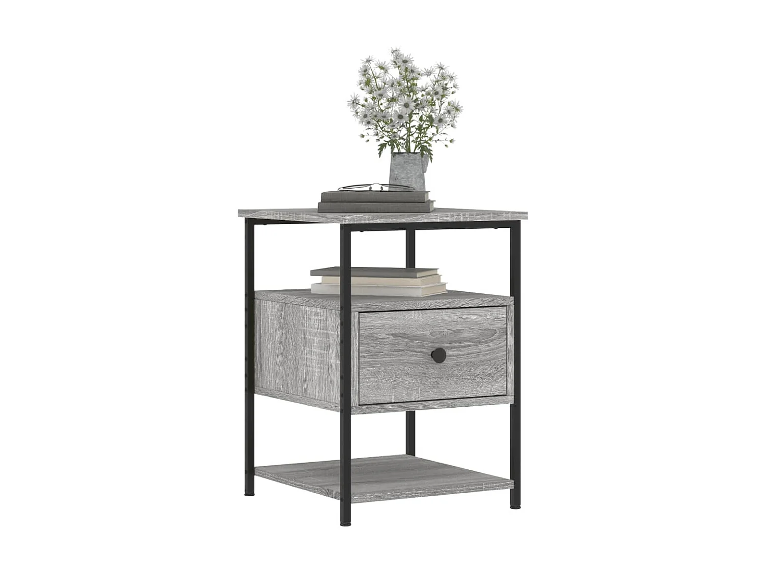 Mesita de noche madera de ingeniería gris Sonoma 40x42x56 cm ES43883