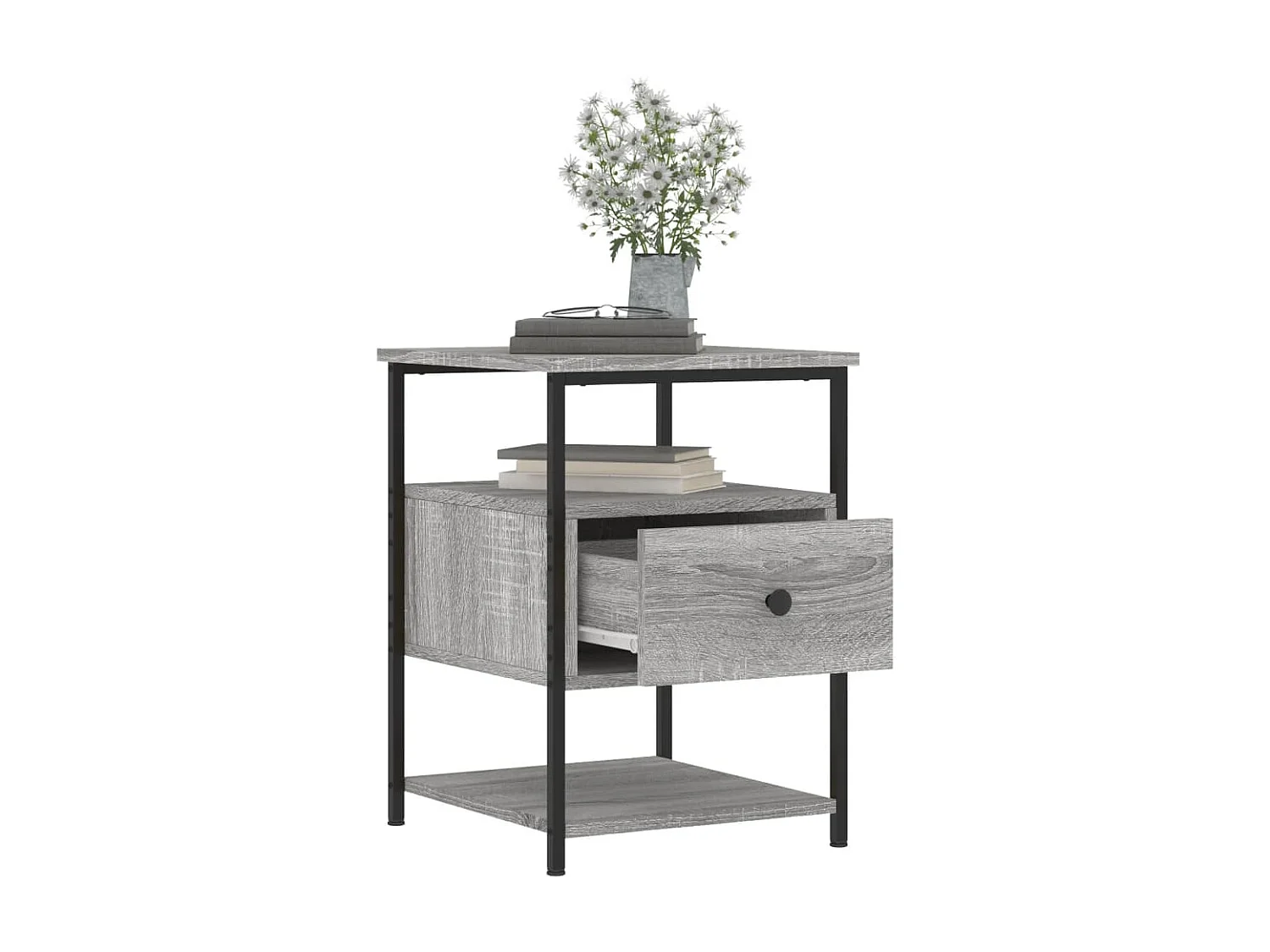 Mesita de noche madera de ingeniería gris Sonoma 40x42x56 cm ES43883