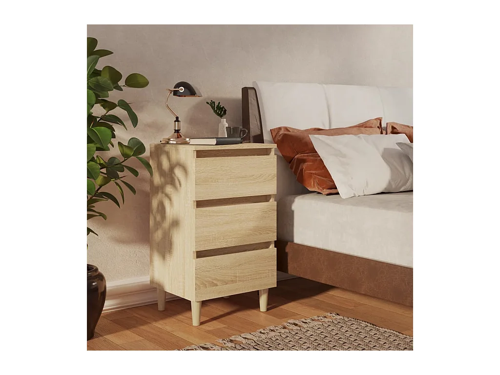 Table de chevet avec pieds en bois Chêne sonoma 40x35x69 cm KEFWE34089