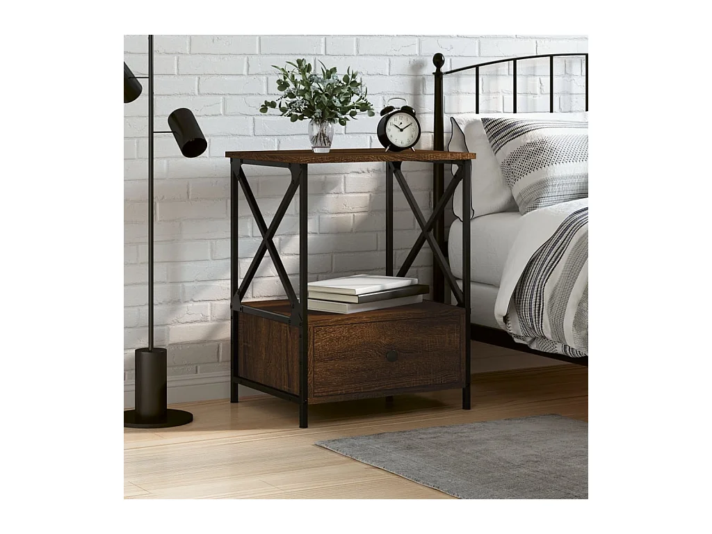 Table de chevet chêne marron 50x41x65 cm bois d'ingénierie QPD28009