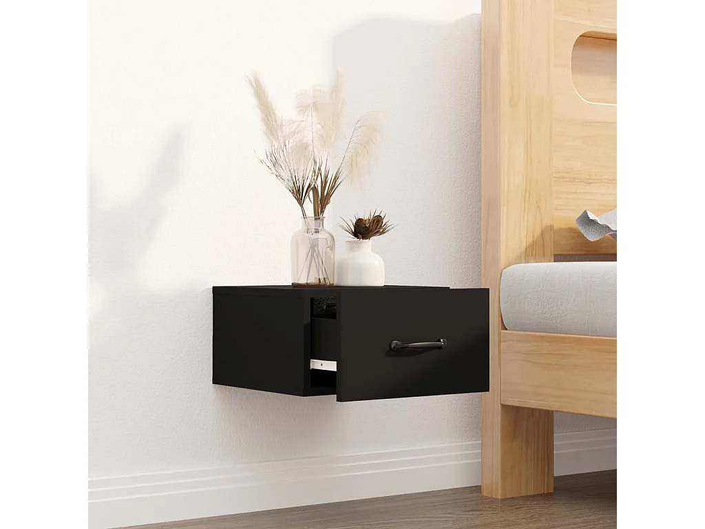 Table de chevet murale Noir 35x35x20 cm KEFWE59571