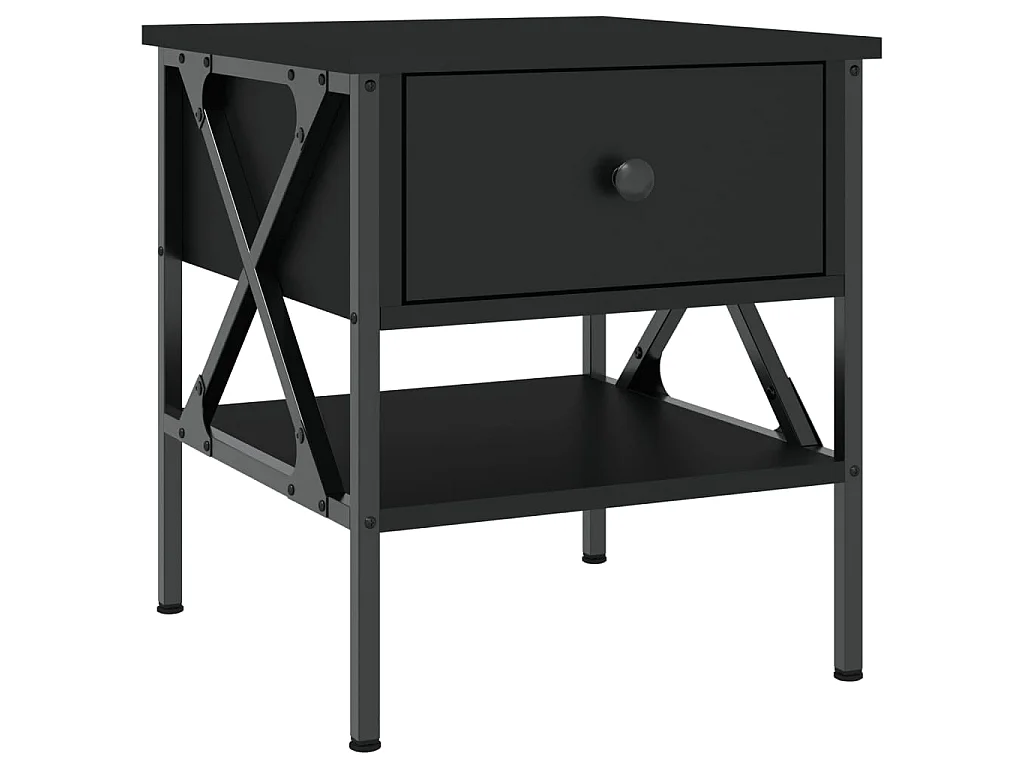 Mesita de noche madera de ingeniería negro 40x42x45 cm ES20942