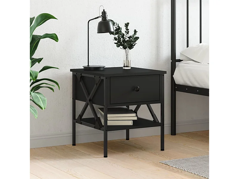 Table de chevet noir 40x42x45 cm bois d'ingénierie QPD71700