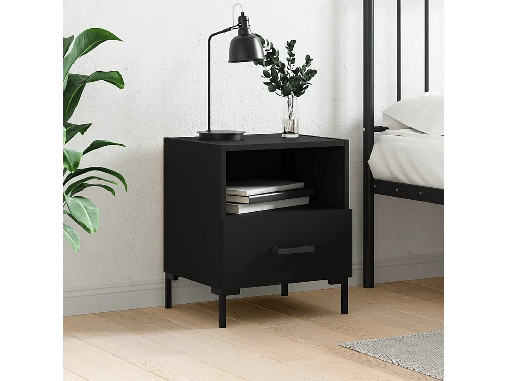 Nachtkastje 40x35x47,5 cm bewerkt hout zwart NL64274
