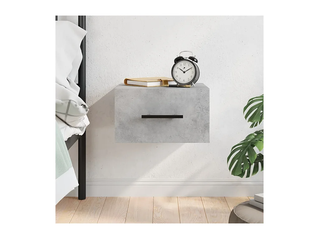 Table de chevet murale gris béton 35x35x20 cm QPD82490