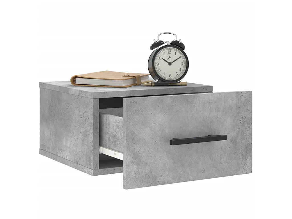 Table de chevet murale gris béton 35x35x20 cm QPD82490
