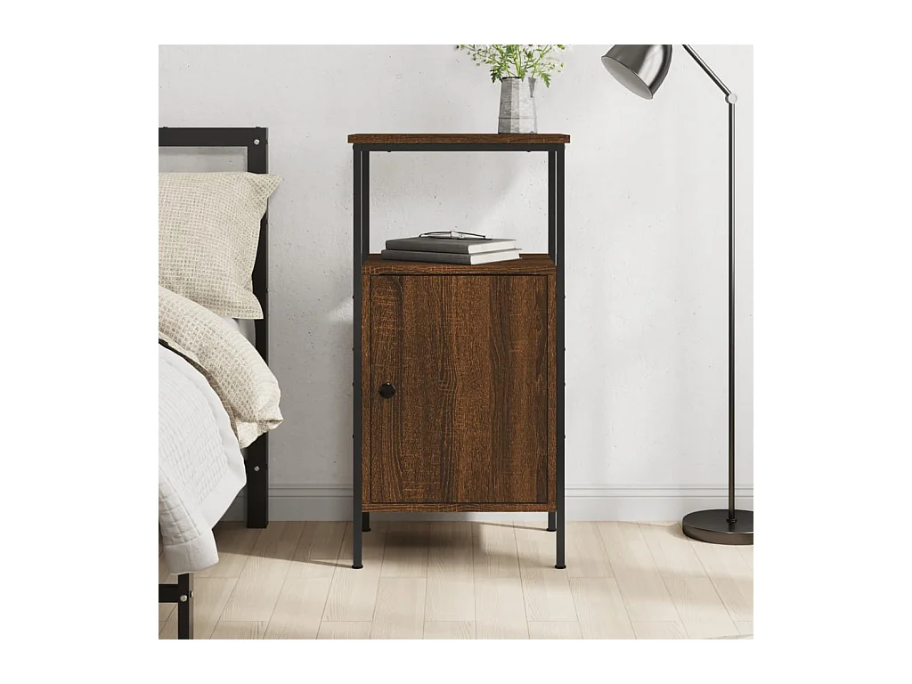 Table de chevet chêne marron 41x31x80 cm bois d'ingénierie QPD33737