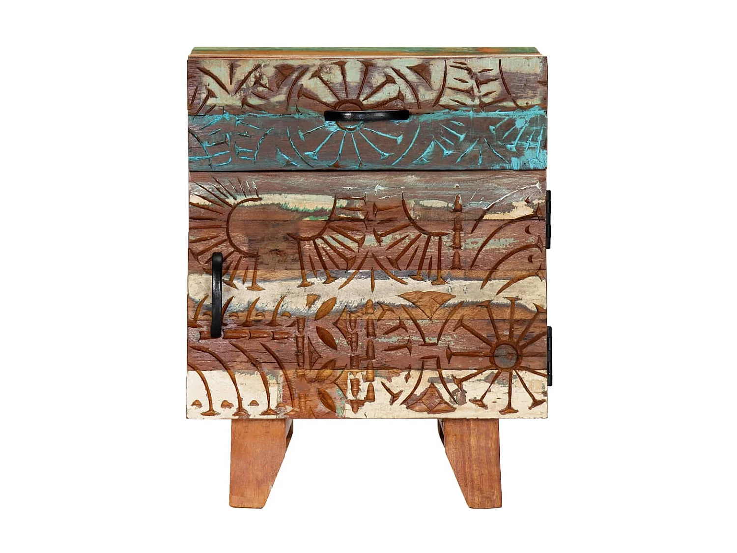 Nachtkastje handgesneden 40x30x50 cm massief gerecycled hout NL54754