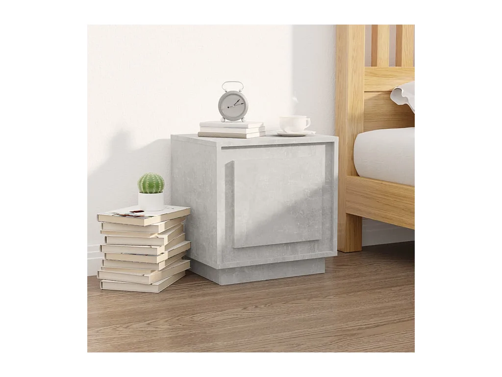 Table de chevet gris béton 44x35x45 cm bois d'ingénierie KEFWE44589