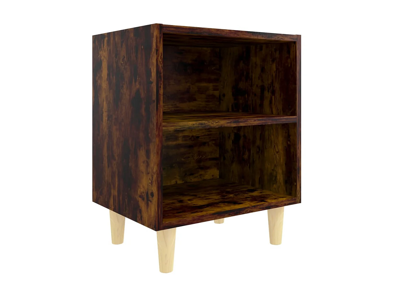 Table de chevet avec pieds en bois massif Chêne fumé 40x30x50cm KEFWE87622