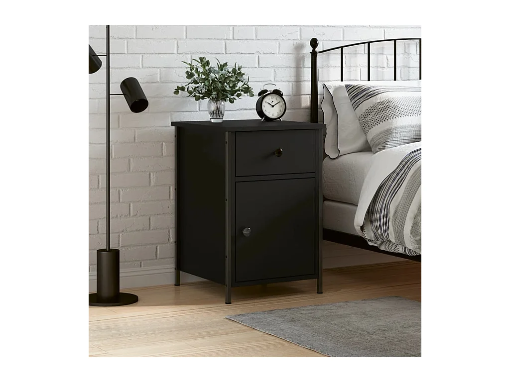 Table de chevet noir 40x42x60 cm bois d'ingénierie QPD88451