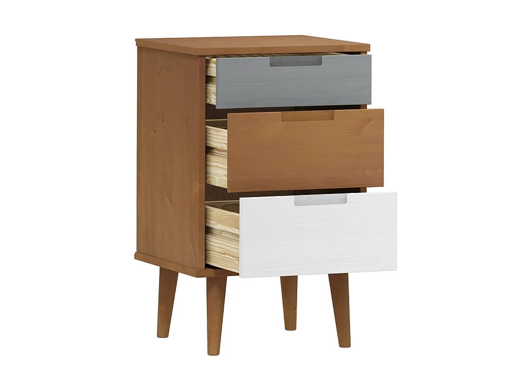 Table de chevet MOLDE Marron 40x35x65 cm Bois de pin solide KEFWE15878