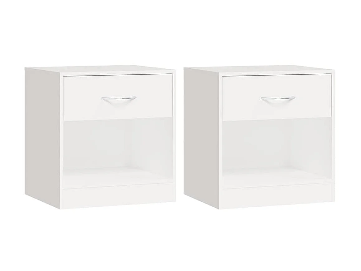 Lot de 2 Tables de chevet avec tiroir Blanc KEFWE72407