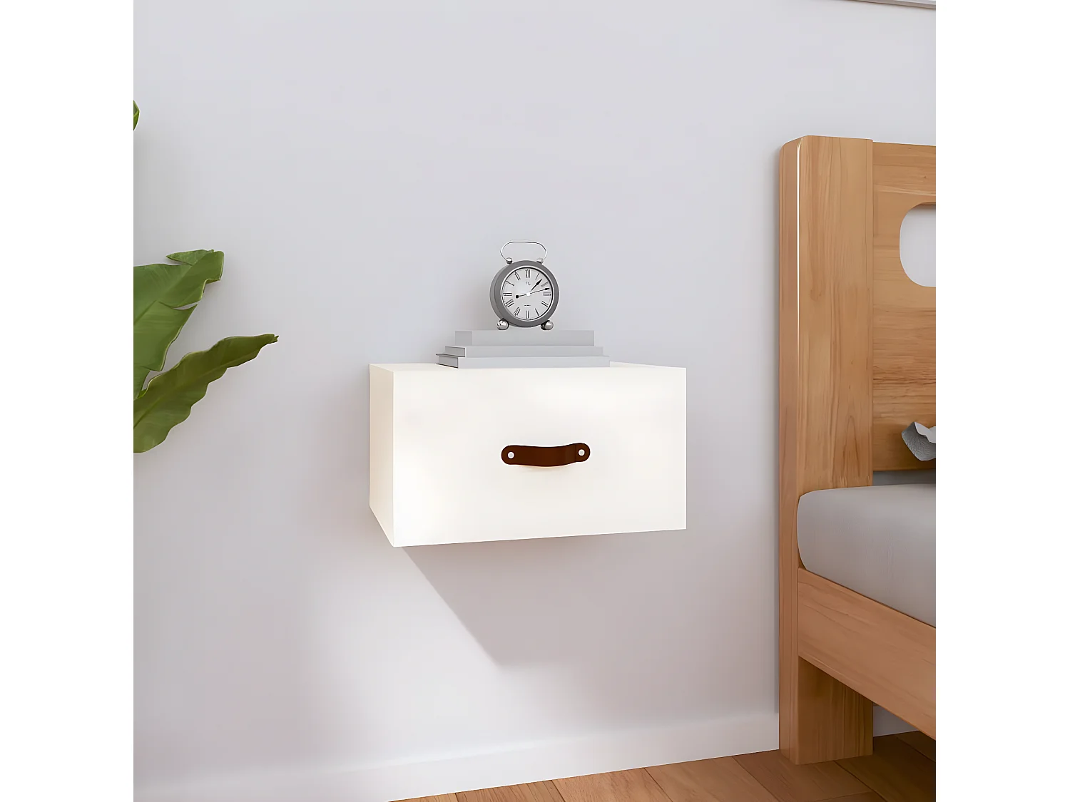 Table de chevet murale Blanc 40x29,5x22 cm KEFWE21608