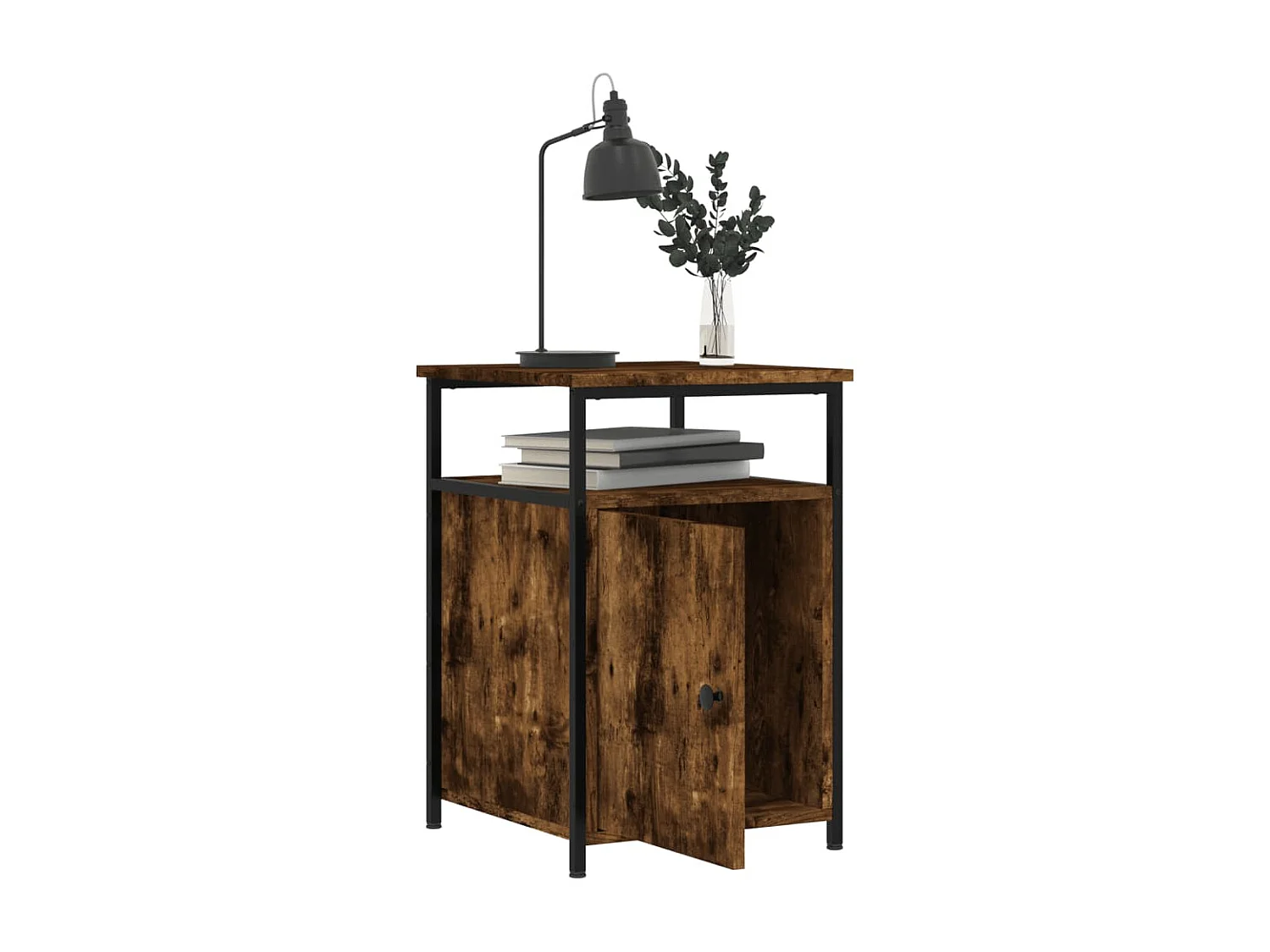 Nachtkastje 40x42x60 cm bewerkt hout gerookt eikenkleurig NL31756