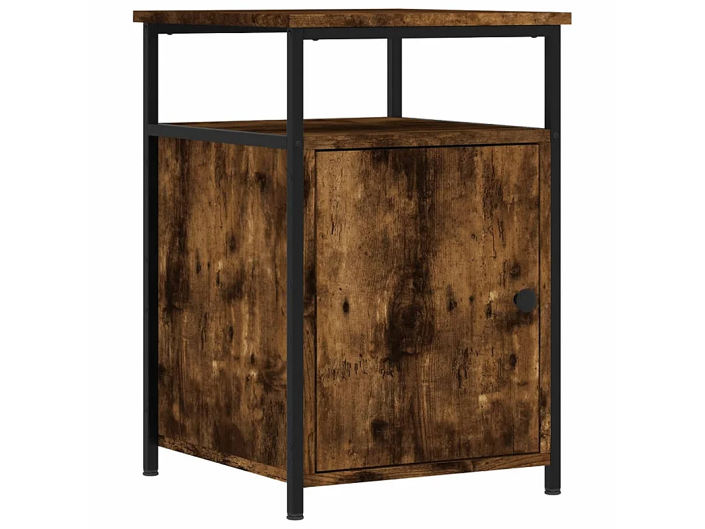 Table de chevet chêne fumé 40x42x60 cm bois d'ingénierie QPD64021