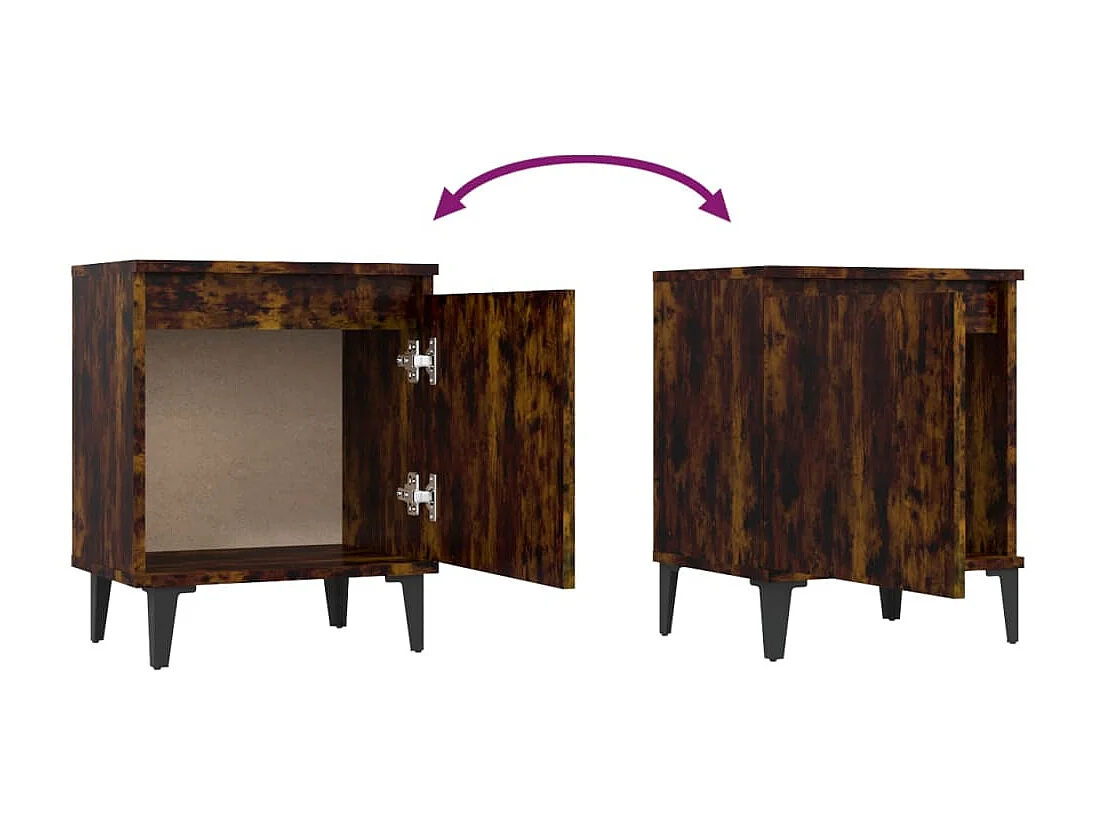 Table de chevet avec pieds en métal Chêne fumé 40x30x50 cm KEFWE73809