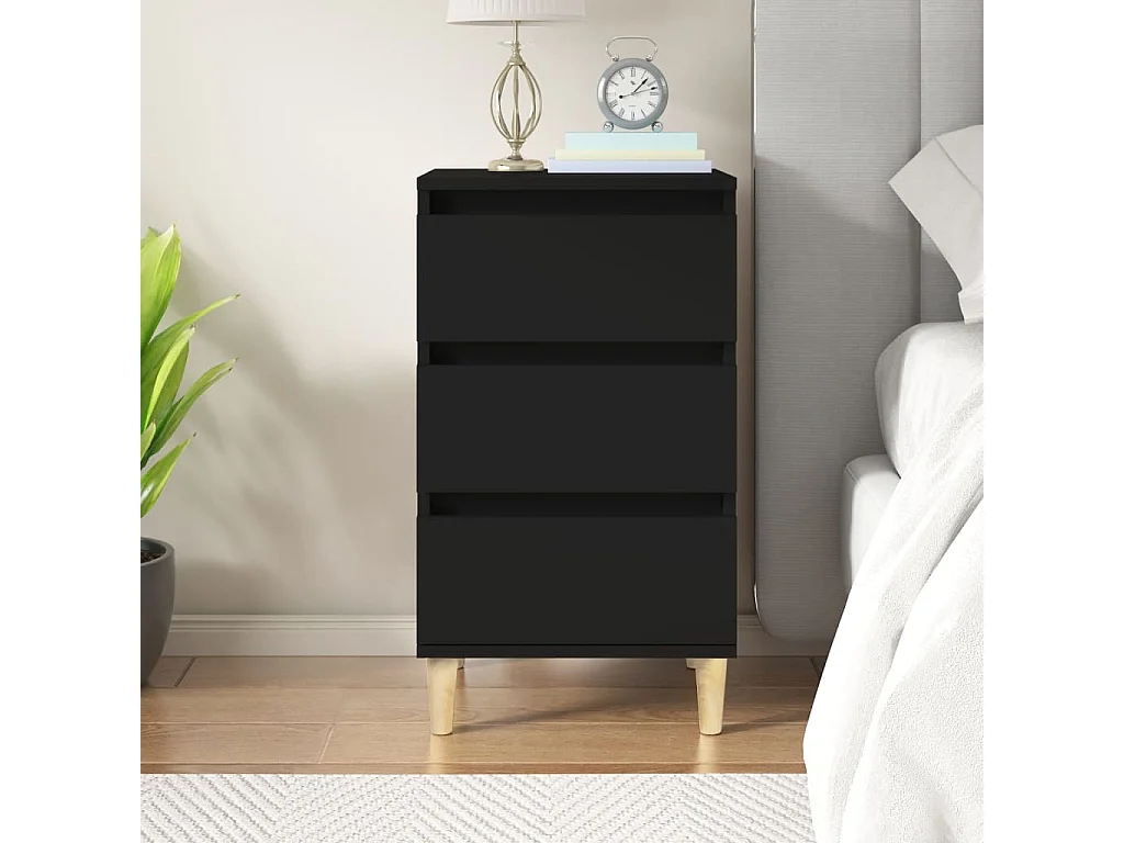 Nachtkastje 40x35x70 cm bewerkt hout zwart NL72844