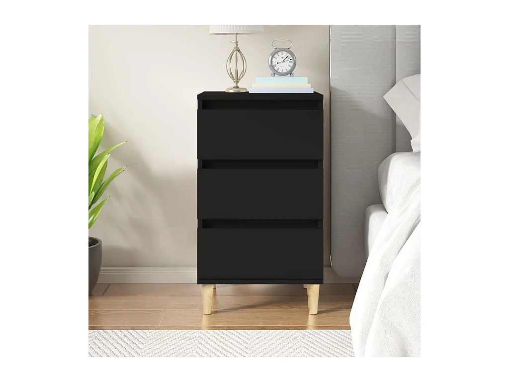Table de chevet noir 40x35x70 cm bois d'ingénierie KEFWE40225