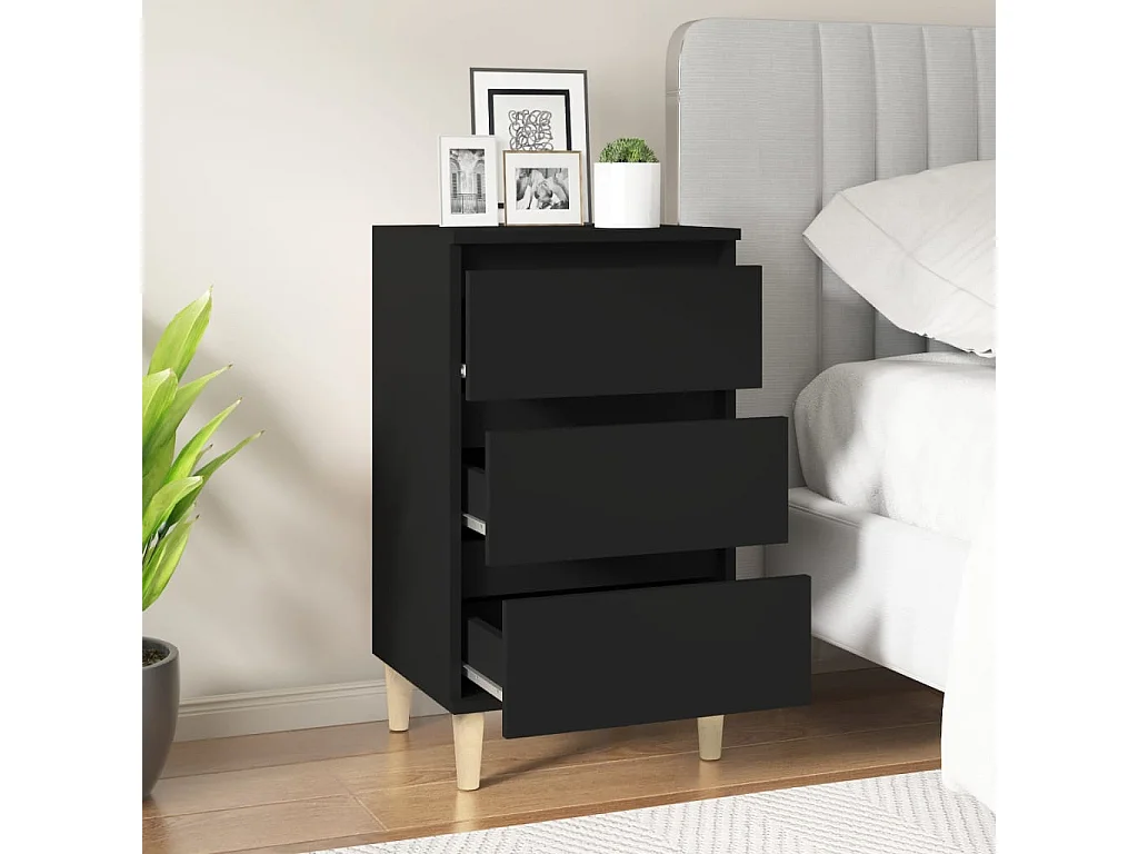 Table de chevet noir 40x35x70 cm bois d'ingénierie KEFWE40225