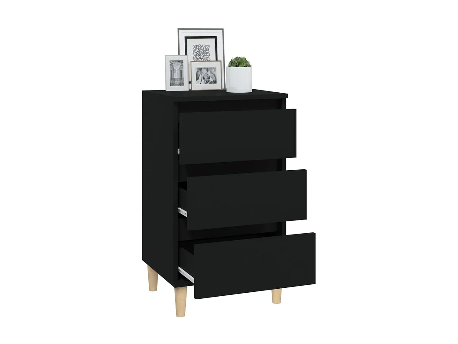 Table de chevet noir 40x35x70 cm bois d'ingénierie KEFWE40225