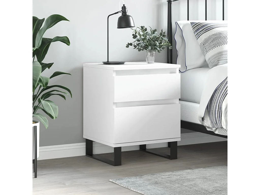 Mesa de cabeceira 40x35x50 cm derivados de madeira branco PT84651