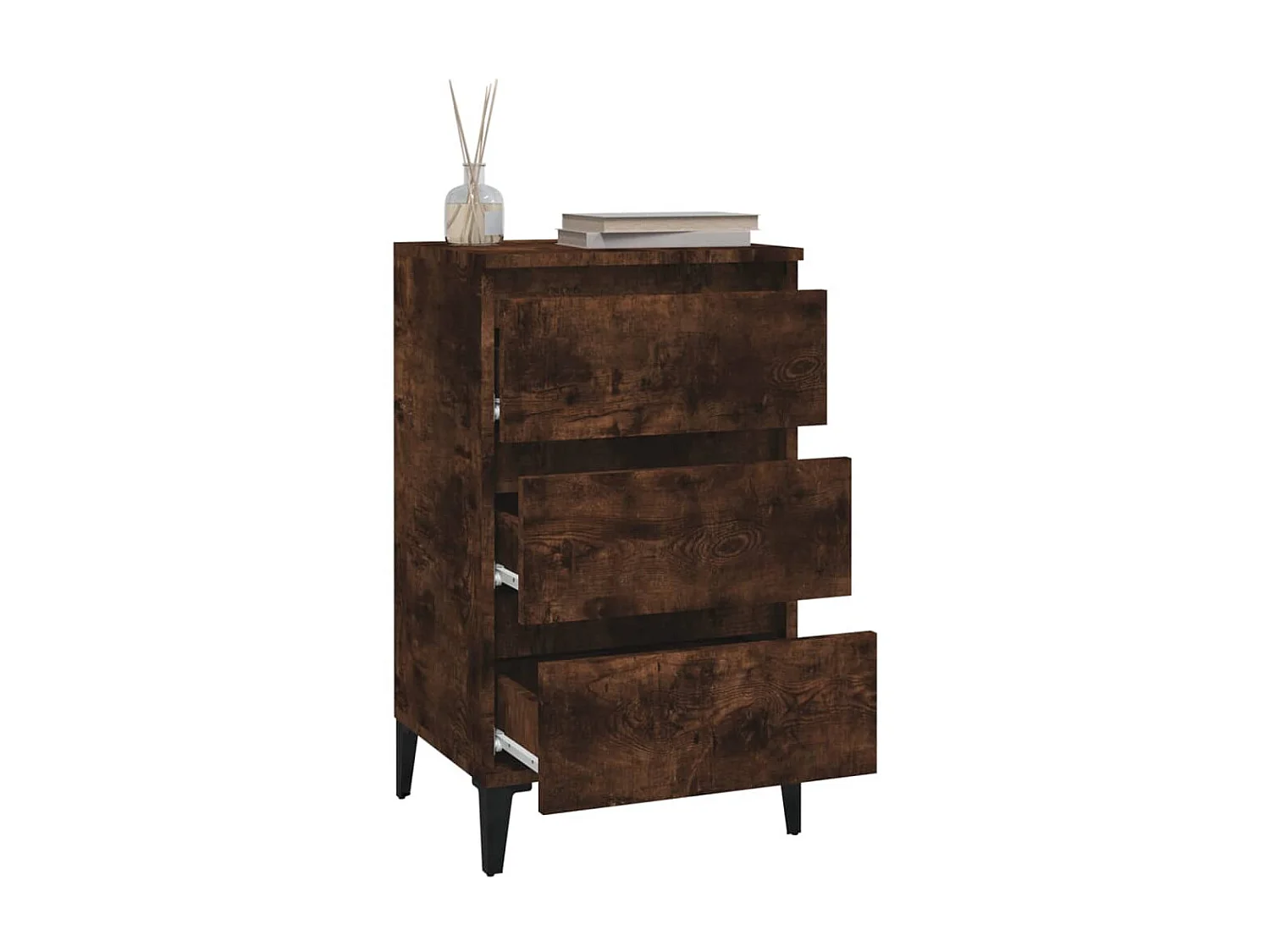 Comodino | Tavolino da notte | Tavolino da letto Rovere Fumo 40x35x70 cm Legno Multistrato