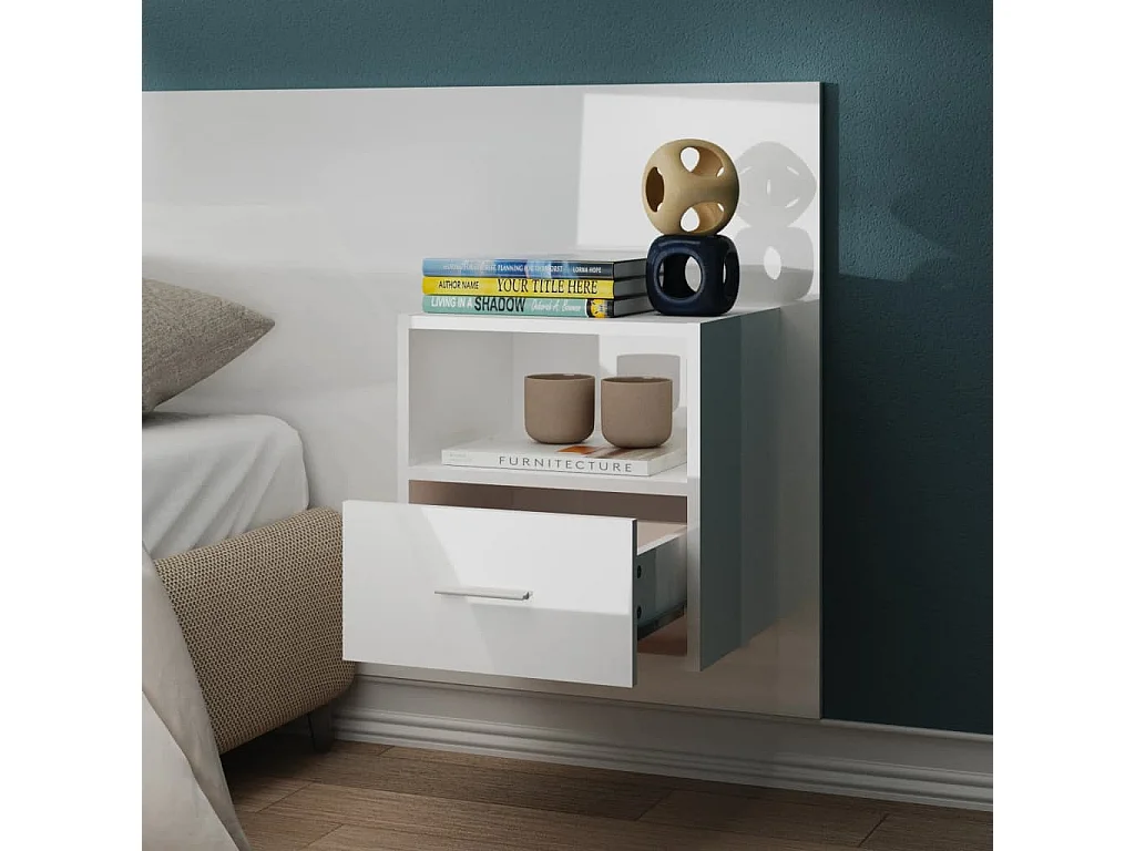 Table de chevet murale Blanc brillant KEFWE11630