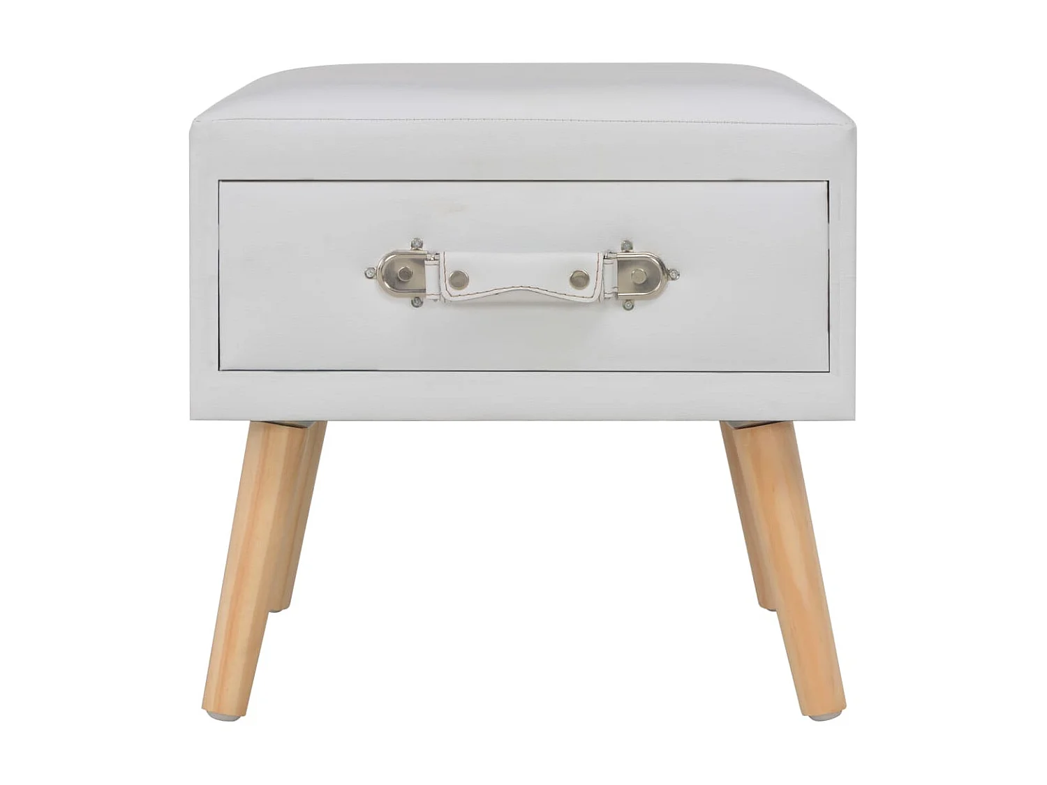 Mesa-de-cabeceira 40x35x40 cm couro artificial branco PT19378