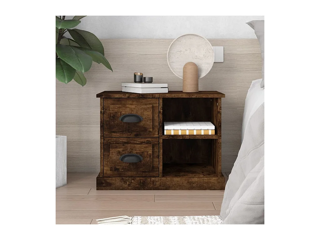 Table de chevet chêne fumé 60x35,5x45 cm KEFWE14726