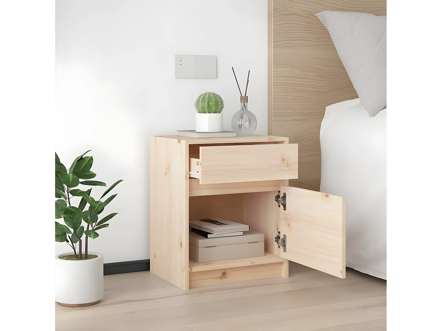 Mesa de cabeceira 40x31x50 cm madeira de pinho maciça PT96952