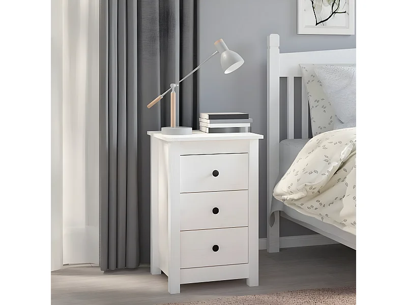 Table de chevet Blanc 40x35x61,5 cm Bois de pin massif KEFWE38266