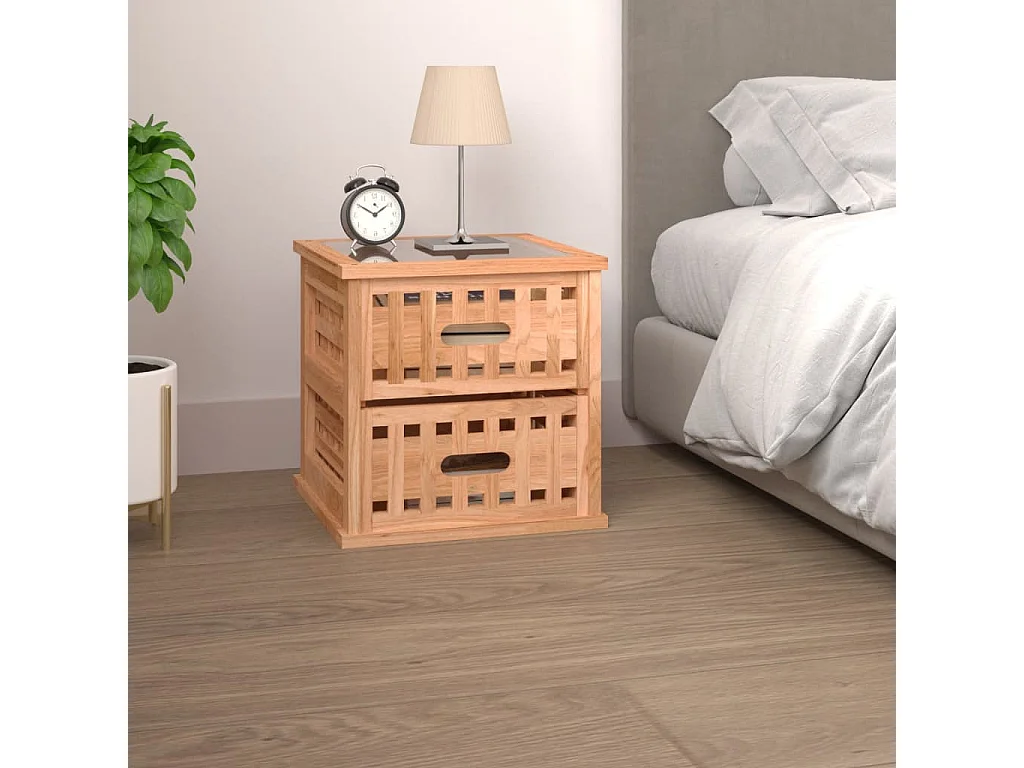 Table de chevet 34x34x34 cm Bois massif de noyer KEFWE90906