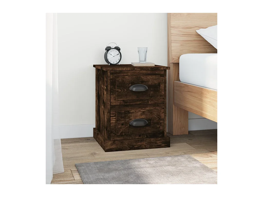 Mesita de noche madera contrachapada roble ahumado 39x39x47,5cm ES42394
